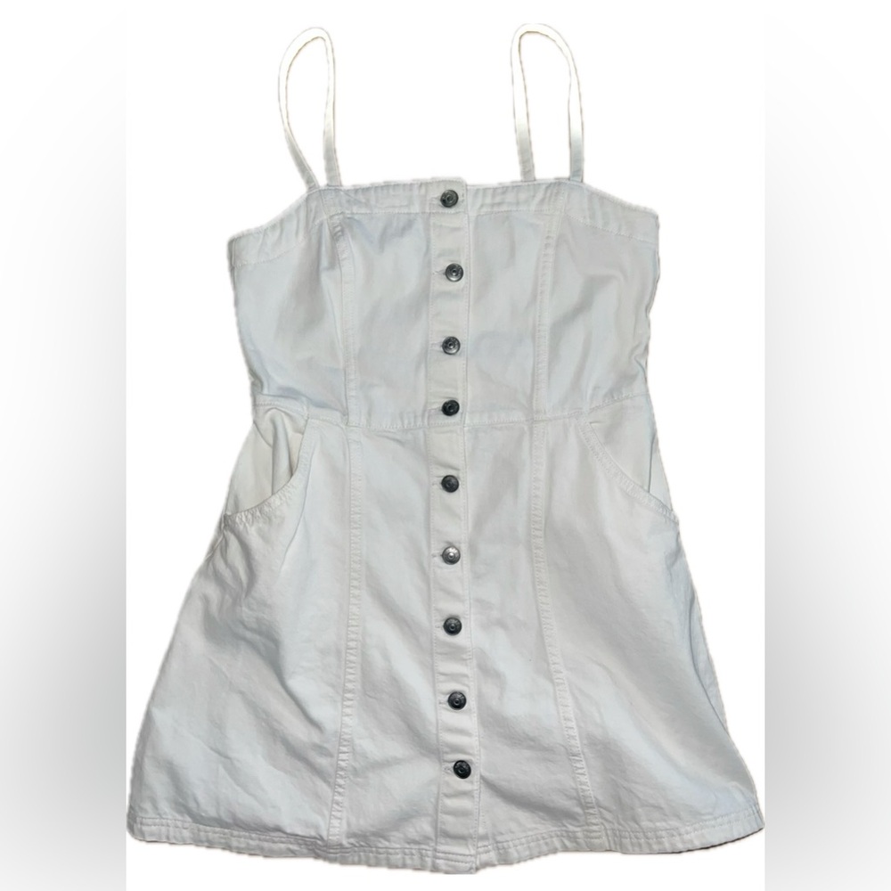 Divided by H&M White Denim Button Down Small Dress